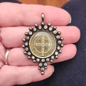 Virgins Saints & Angels Medallion Pendant with Crystals